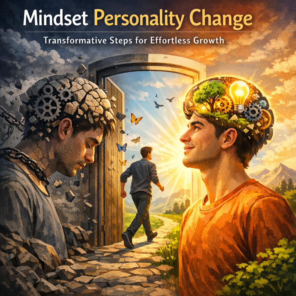 Illustration of Mindset Personality Change: Transformative Steps for Effortless Growth